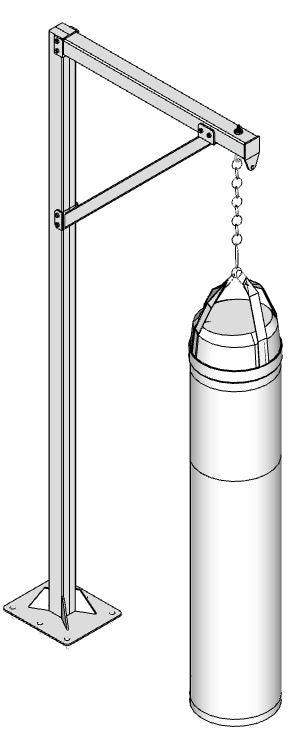 Punching bag with stand on a white background