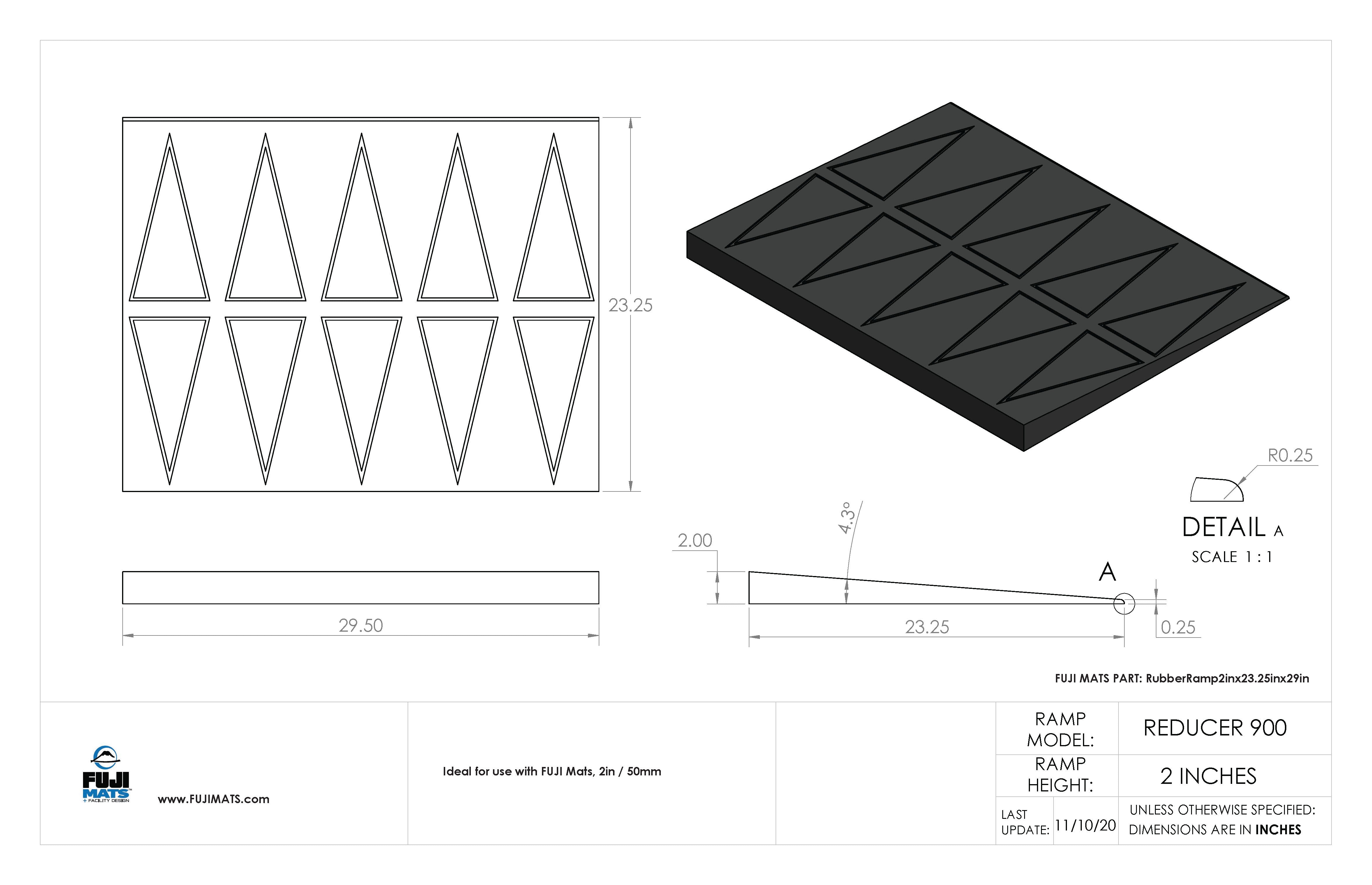 Rubber Ramp - 2in x 29in (square ends)